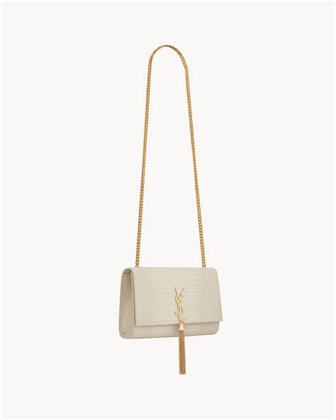 kate medium chain bag with tassel in crocodile